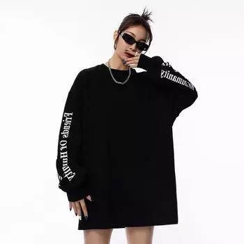 Мужская толстовка с капюшоном весной и осенью, свободная и модная универсальная куртка с буквенным принтом, мужская толстовка с длинными рукавами, повседневный топ M чёрный