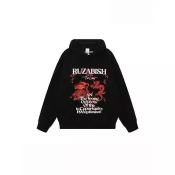 Мужская толстовка с капюшоном весной и осенью, свободная и модная универсальная куртка с буквенным принтом, мужская толстовка с длинными рукавами, повседневный топ M чёрный