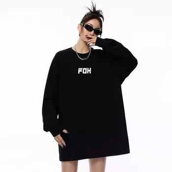 Мужская толстовка с капюшоном весной и осенью, свободная и модная универсальная куртка с буквенным принтом, мужская толстовка с длинными рукавами, повседневный топ M чёрный