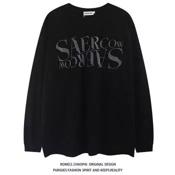 Мужская толстовка с капюшоном весной и осенью, свободная и модная универсальная куртка с буквенным принтом, мужская толстовка с длинными рукавами, повседневный топ M чёрный