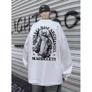 Мужская толстовка с капюшоном весной и осенью, свободная и модная универсальная куртка с буквенным принтом, мужская толстовка с длинными рукавами, повседневный топ M чёрный