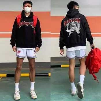 Мужская толстовка с капюшоном весной и осенью, свободная и модная универсальная куртка с буквенным принтом, мужская толстовка с длинными рукавами, повседневный топ M чёрный