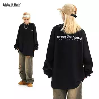 Мужская толстовка с капюшоном весной и осенью, свободная и модная универсальная куртка с буквенным принтом, мужская толстовка с длинными рукавами, повседневный топ M чёрный