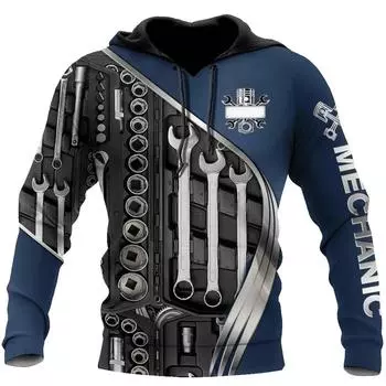 Мужская толстовка с капюшоном, винтажная футболка, осенняя одежда, топы с 3D-принтом от Mechanic, модные уличные повседневные толстовки с капюшоном, свободный пуловер XXS