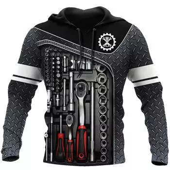 Мужская толстовка с капюшоном, винтажная футболка, осенняя одежда, топы с 3D-принтом от Mechanic, модные уличные повседневные толстовки с капюшоном, свободный пуловер S