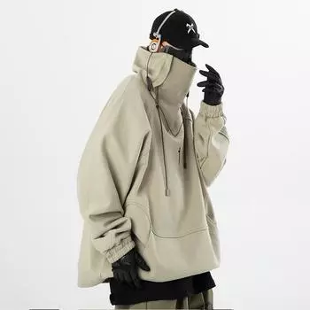 Мужская толстовка с капюшоном Y2K Techwear для рыбалки и защиты от солнца с длинным рукавом M хаки