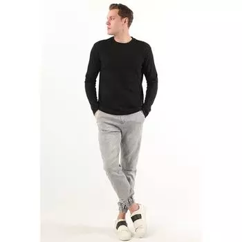 Мужская толстовка с круглым вырезом, черная