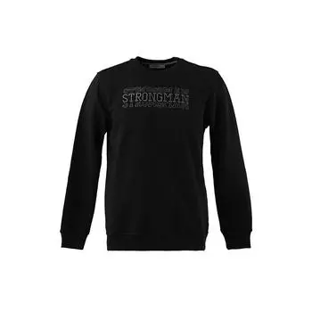 Мужская толстовка с круглым вырезом и надписью спереди, черная