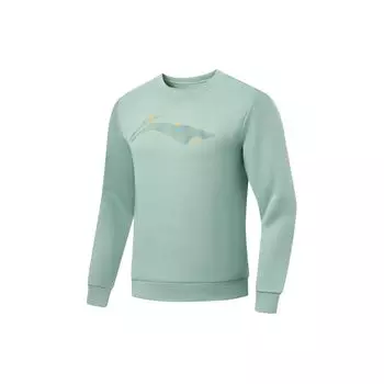 Мужская толстовка с круглым вырезом и принтом логотипа серии Li-Ning Fitness, цвет Lake-Blue AWDU103-4 XL