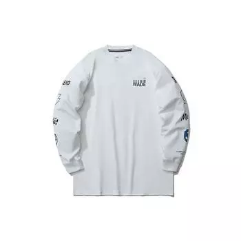 Мужская толстовка с круглым вырезом Li Ning Wade Series Printed Loose Round Neck Pullover Sweatshirt Standard-White AHSR497-3 XXL
