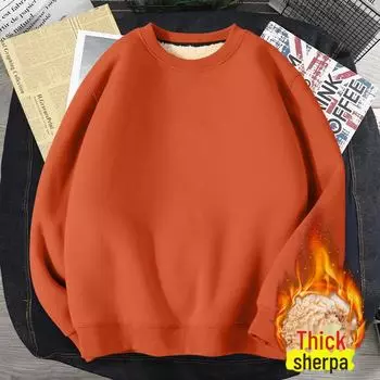 Мужская толстовка с круглым вырезом на флисовой подкладке, плотный пуловер, длинный рукав, без капюшона, большой размер, теплая. XL темно-серого