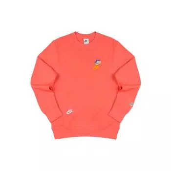 Мужская толстовка с круглым вырезом Nike Sportswear Essentials+ из френч-терри с контрастной вышивкой Mystic-серый пепельно-красный DJ6915-814 M