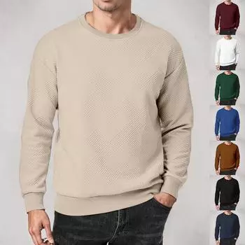 Мужская толстовка с круглым вырезом, повседневная, с длинным рукавом, с геометрическим узором, модная рубашка-пуловер XL чёрный