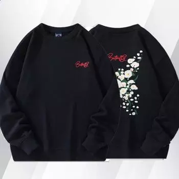 Мужская толстовка с круглым вырезом, свободная, большого размера, модная, с принтом, универсальная, с длинными рукавами, топ, тренд для пары M