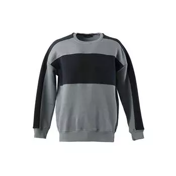 Мужская толстовка с круглым вырезом в полоску и детальной отделкой дымчатая