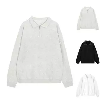 Мужская толстовка с лацканами, повседневный свитер с длинным рукавом и воротником-молнией, свободный крой, однотонный топ для уличной спортивной повседневной носки XXL бежевый