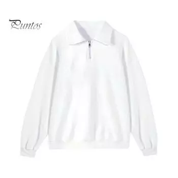 Мужская толстовка с лацканами, повседневный свитер с длинным рукавом и воротником-молнией, свободный крой, однотонный топ для уличной спортивной повседневной носки XXL чёрный