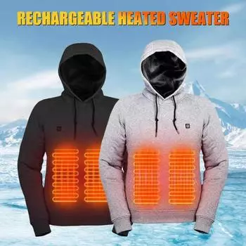 Мужская толстовка с подогревом и 3 уровнями нагрева, USB-подогрев, большой передний карман S чёрный