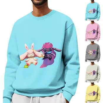 Мужская толстовка с принтом на открытом воздухе, свободная с длинными рукавами и этническим принтом L розовый