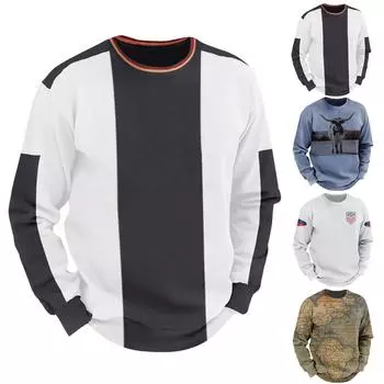 Мужская толстовка с принтом на открытом воздухе, свободная с длинными рукавами и этническим принтом L чёрный