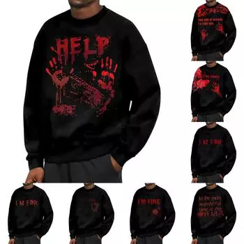 Мужская толстовка с принтом на открытом воздухе, свободная с длинными рукавами и этническим принтом XXL