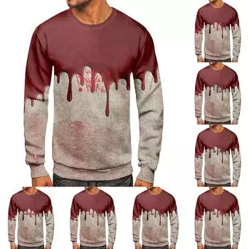 Мужская толстовка с принтом на открытом воздухе, свободная с длинными рукавами и этническим принтом L