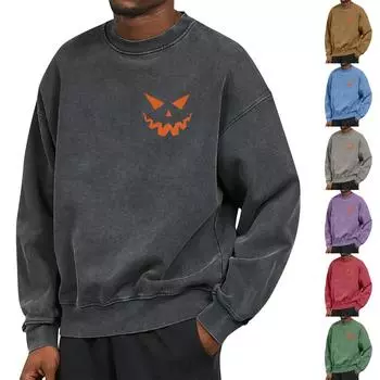 Мужская толстовка с принтом на открытом воздухе, свободная с длинными рукавами и этническим принтом XL чёрный