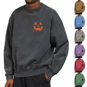 Мужская толстовка с принтом на открытом воздухе, свободная с длинными рукавами и этническим принтом L коричневый