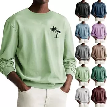 Мужская толстовка с принтом на открытом воздухе, свободная с длинными рукавами и этническим принтом M синий