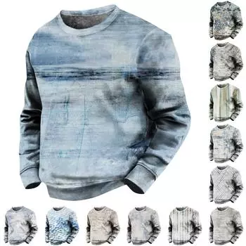 Мужская толстовка с принтом на открытом воздухе, свободная с длинными рукавами и этническим принтом XXXXL