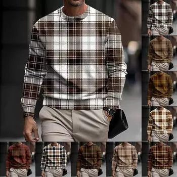 Мужская толстовка с принтом на открытом воздухе, свободная с длинными рукавами и этническим принтом L бежевый