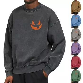 Мужская толстовка с принтом на открытом воздухе, свободная с длинными рукавами и этническим принтом L чёрный