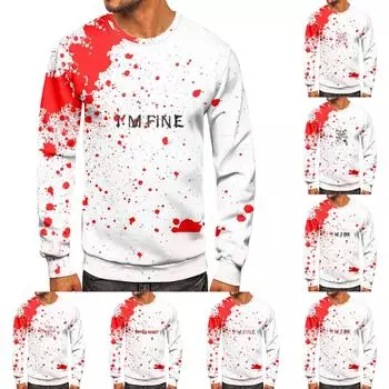 Мужская толстовка с принтом на открытом воздухе, свободная с длинными рукавами и этническим принтом XXL винный