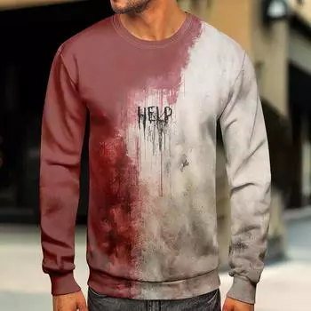 Мужская толстовка с принтом на открытом воздухе, свободная с длинными рукавами и этническим принтом XXL киноварь