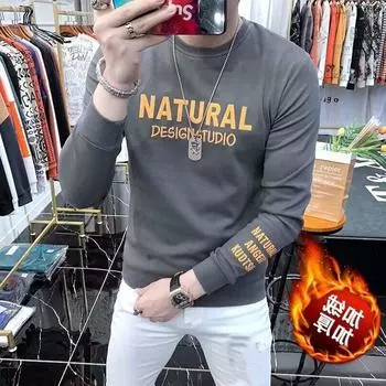 Мужская толстовка с принтом в виде букв, модная в Европе 2023 г. – длинный рукав, круглый вырез, коллекция осень/зима 2XL (145-160 lbs)