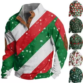 Мужская толстовка с пуговицами с европейским и американским принтом осень/зима с длинными рукавами XXXXXL