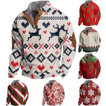 Мужская толстовка с пуговицами с европейским и американским принтом осень/зима с длинными рукавами M