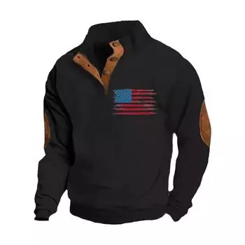 Мужская толстовка с пуговицами с европейским и американским принтом осень/зима с длинными рукавами M хаки