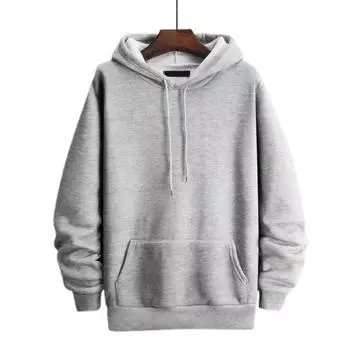 Мужская толстовка с ребристыми манжетами, уличная одежда, супермягкая толстовка с большим карманом и шнурком для повседневной носки L чёрный