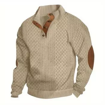 Мужская толстовка с V-образным вырезом в винтажном стиле — удобная посадка, воротник-стойка, прочная, подойдет для осени/зимы S темно-зеленого