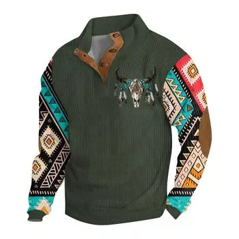 Мужская толстовка с воротником-стойкой на открытом воздухе, повседневные свитера, топы L армия зеленый