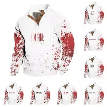 Мужская толстовка с воротником-стойкой на открытом воздухе, повседневные свитера, топы M