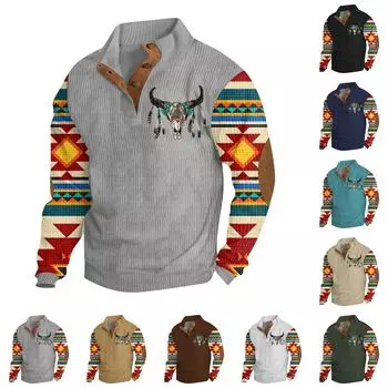 Мужская толстовка с воротником-стойкой на открытом воздухе, повседневные свитера, топы L армия зеленый