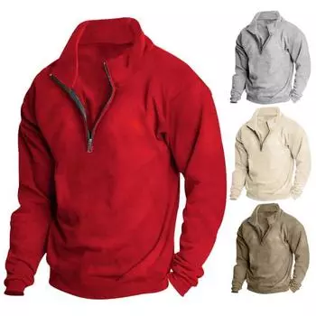 Мужская толстовка с застежкой-молнией и воротником-стойкой, с длинными рукавами, однотонный пуловер средней длины, спортивный повседневный топ, легкая одежда для путешествий, офиса, повседневной носки S абрикосовый