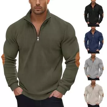 Мужская толстовка, свободная однотонная уличная теплая дышащая футболка, топ L армия зеленый