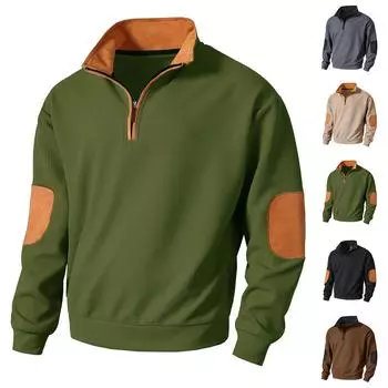 Мужская толстовка, свободная однотонная уличная теплая дышащая футболка, топ L армия зеленый