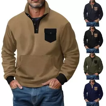 Мужская толстовка, свободная однотонная уличная теплая дышащая футболка, топ M тёмно-синий