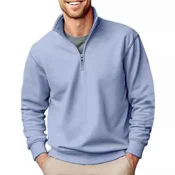 Мужская толстовка, свободная однотонная уличная теплая дышащая футболка, топ L синий