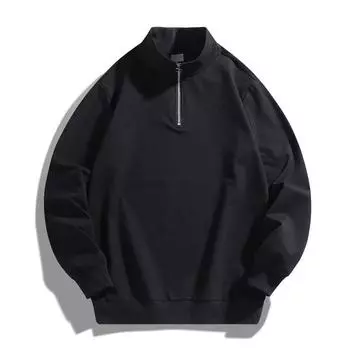 Мужская толстовка, свободный низ, тренд на весну и осень, полуоткрытый воротник, застежка-молния, поло, футболка с длинным рукавом, мужская одежда M