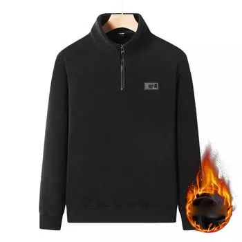 Мужская толстовка, теплые толстовки на подкладке из шерпы, нижнее белье с длинными рукавами, топы, зимний флисовый пуловер больших размеров для мужчин, однотонные толстые футболки 4XL серый